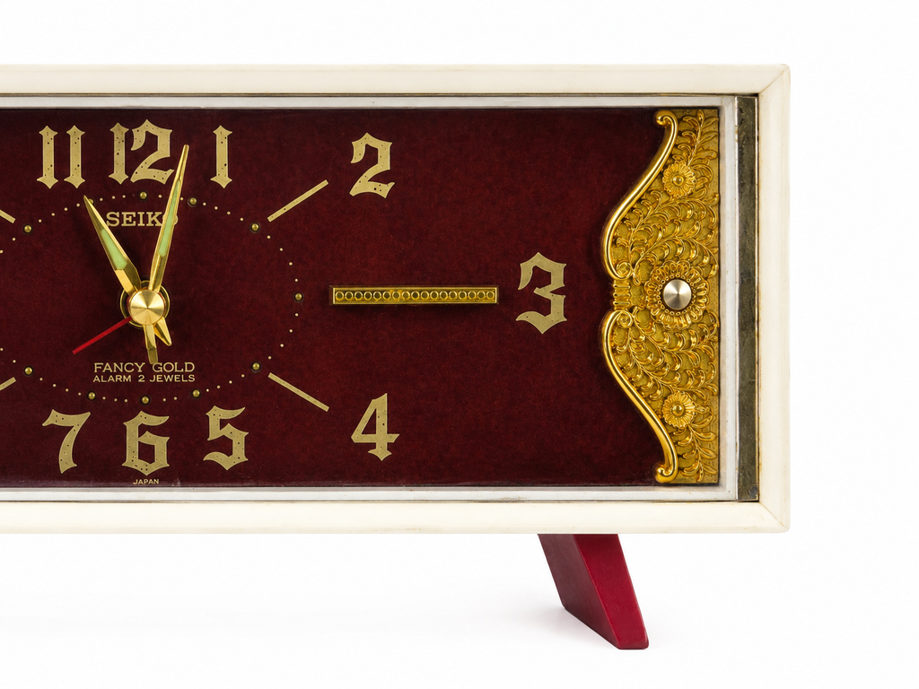Vintage 1970s Seiko "Fancy Gold" Musical Alarm Mantel Clock – Two-Jewel Movement