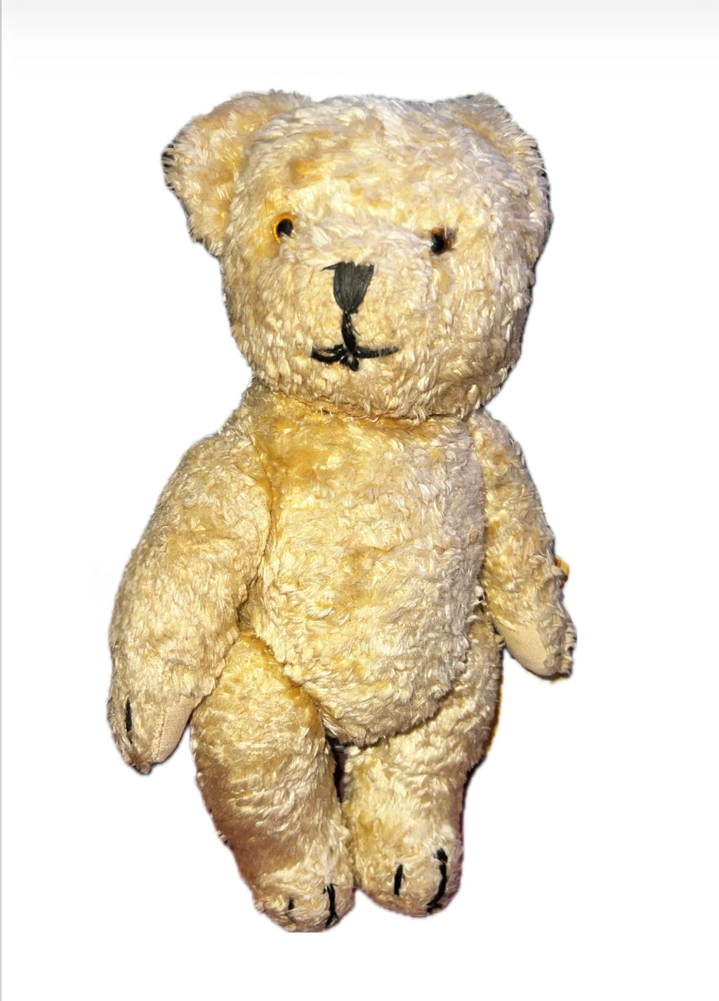 Vintage French Straw-Stuffed Teddy Bear - 35cm Mohair Collectible