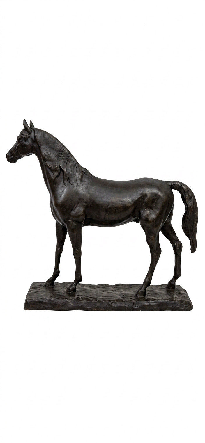 Exquisite French Style Bronze Stallion Sculpture - Animalier Art