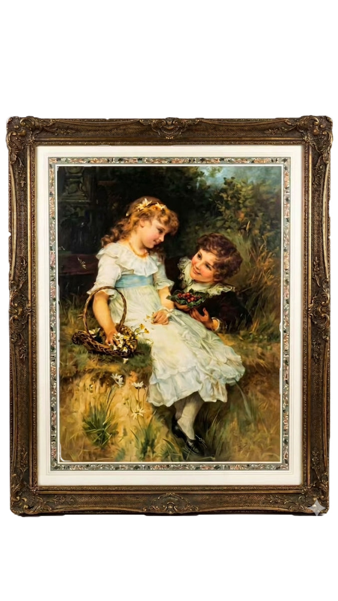 "Sweethearts" by Frederick Morgan – Large Framed Victorian Wall Art