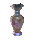 Handbemalte Amethyst-Glas-Vase im Vintage Tracy Porter Stil – violette Stiefmütterchen & goldene Schnörkel