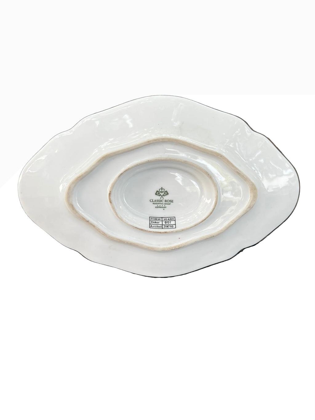 Rosenthal Classic Rose Gravy Boat with Attached Underplate — White Porcelain, Made in Germany