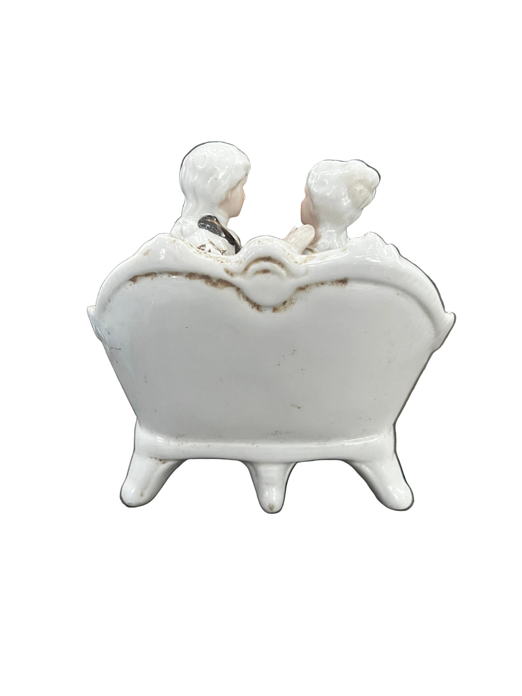 Vintage Rococo Courting Couple Porcelain Figurine | White, Brown & Gold | European Style