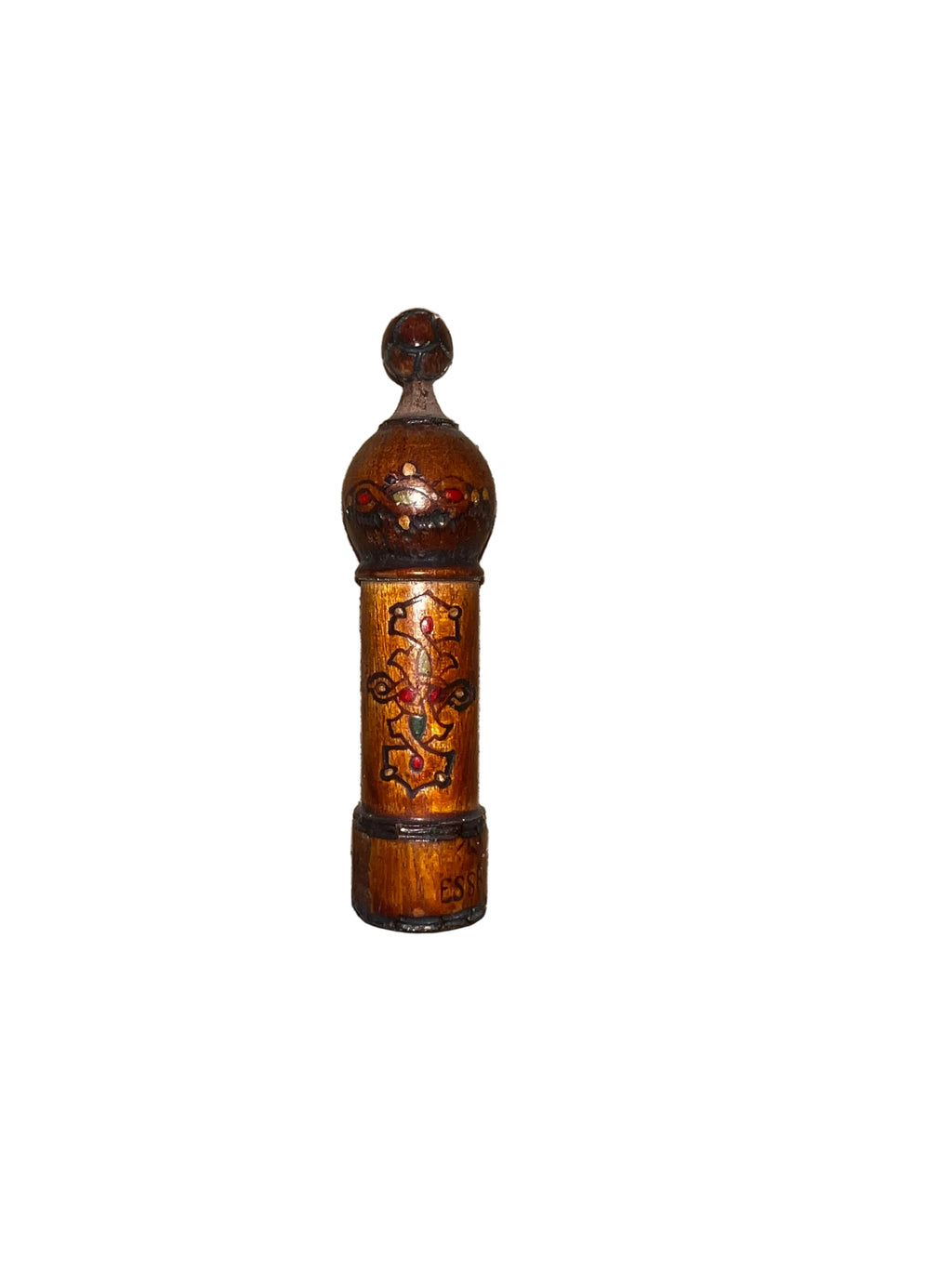 Vintage Hand-Painted Wooden Needle Case | Rose Motif | Folk Art Sewing Collectible
