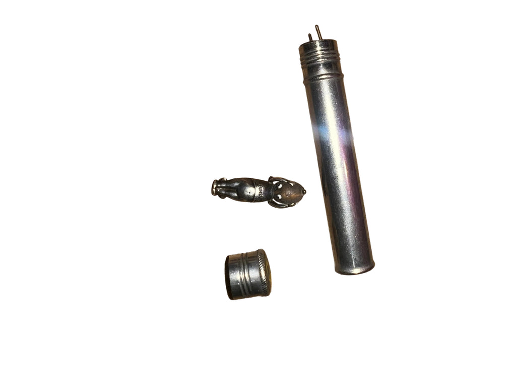 WWI Silver Fumsup Good Luck Charm with Original Carry Tube | Soldier’s Talisman | c.1914–1918
