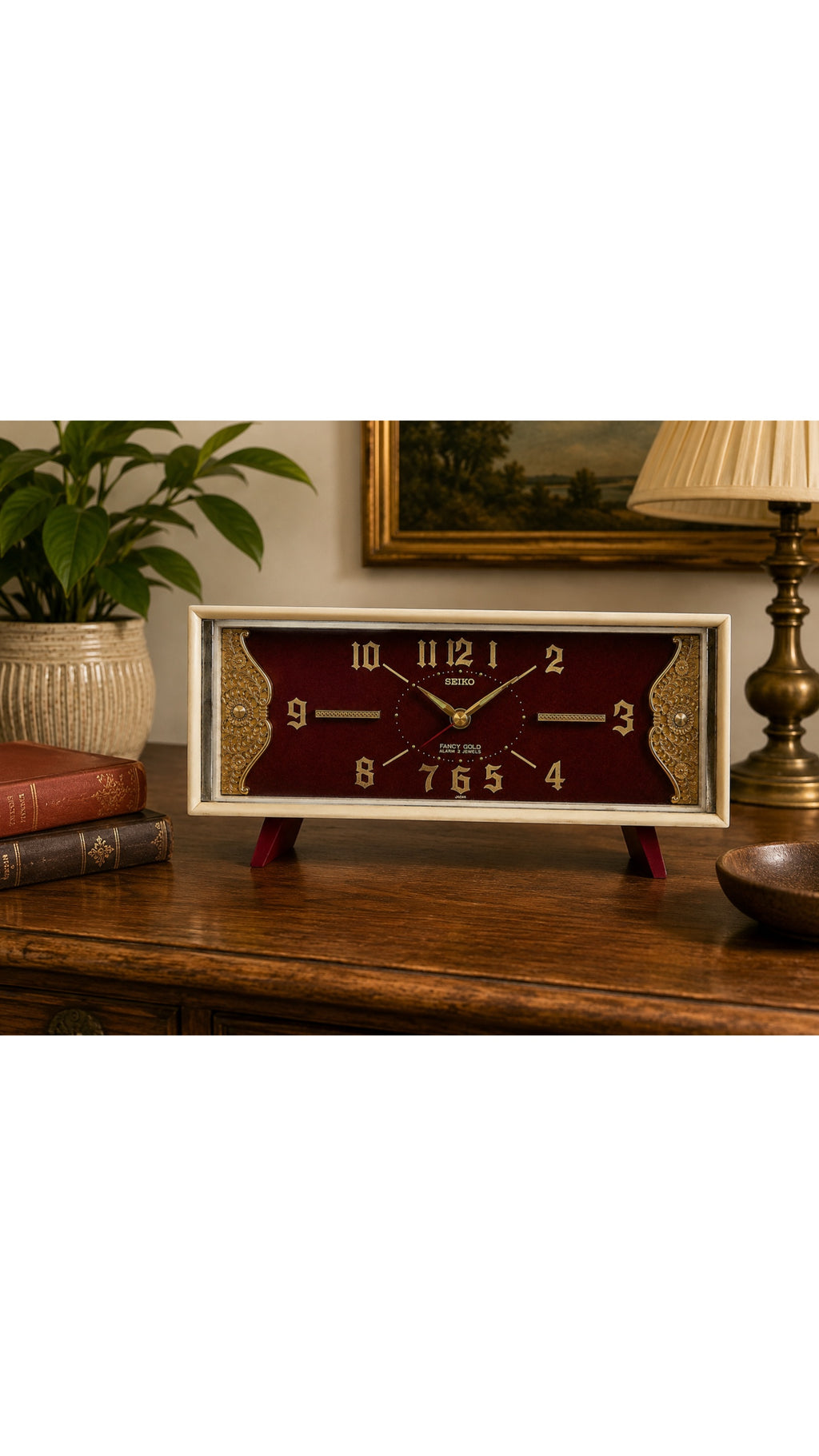 Vintage 1970s Seiko "Fancy Gold" Musical Alarm Mantel Clock – Two-Jewel Movement
