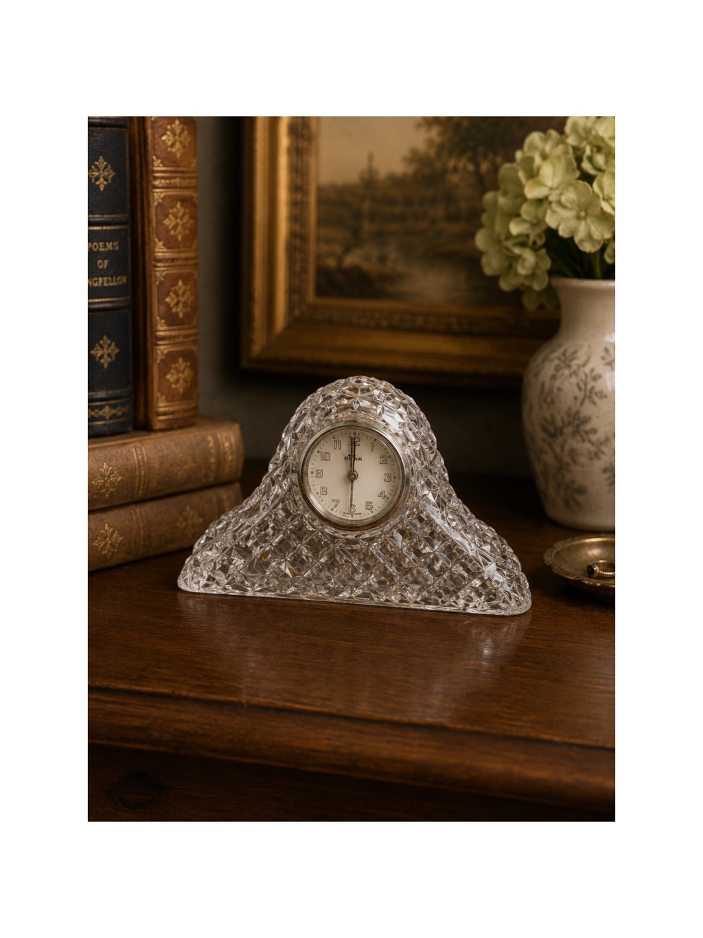 Vintage Brilliant-Cut Lead Crystal Mantel Clock