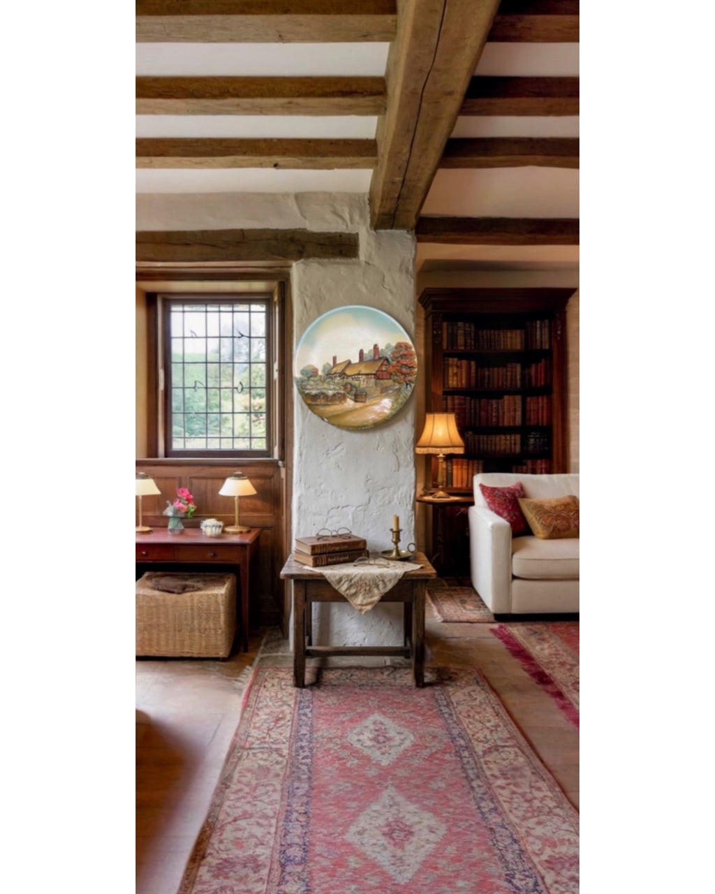 Vintage W.H. Bossons “Anne Hathaway’s Cottage” Hand-Painted Plaster Wall Plaque | Made in England