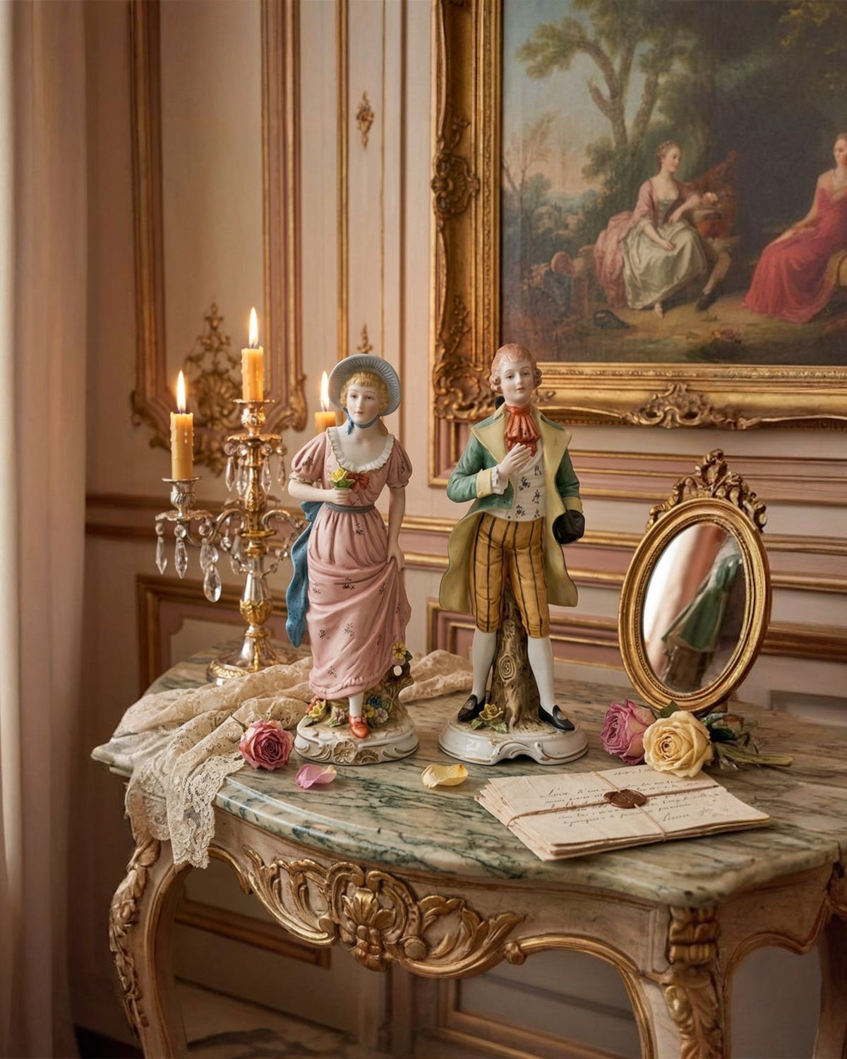 Vintage Andrea by Sadek Porzellan viktorianisches Pärchen Figurenset