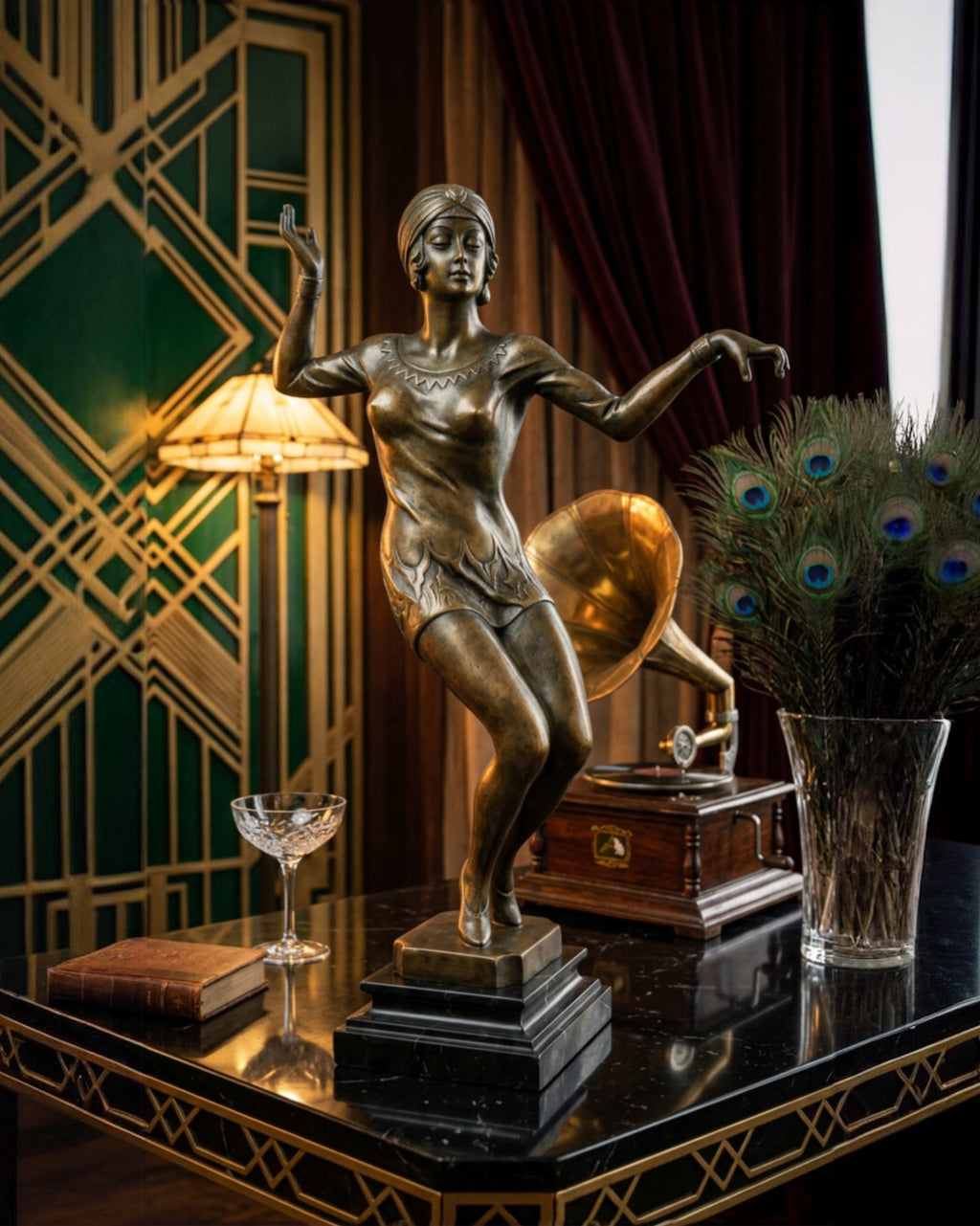 Exquisite Art Déco Bronze Tänzerin "Dourga" - Nach Demetre Chiparus