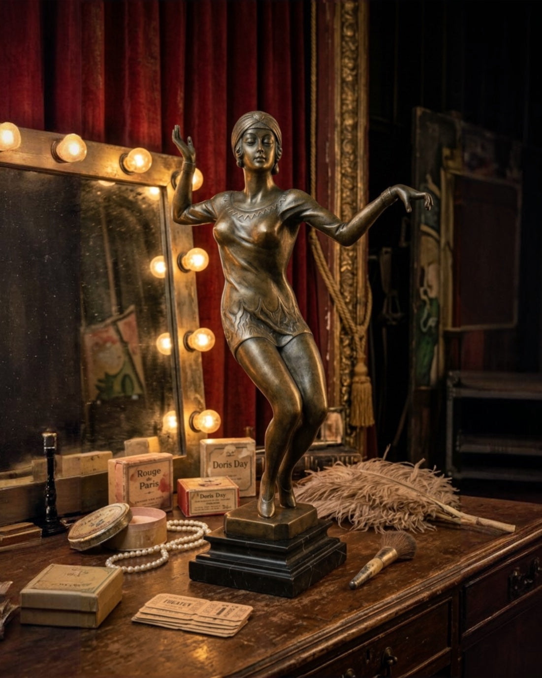 Exquisite Art Déco Bronze Tänzerin "Dourga" - Nach Demetre Chiparus