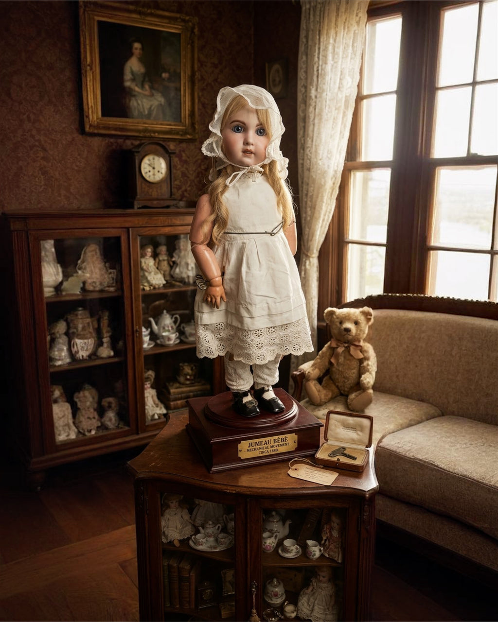 French Mechanical Automaton Doll – Jumeau / SFBJ – Roullet & Decamps Wind‑Up – Marked 1907 / 10