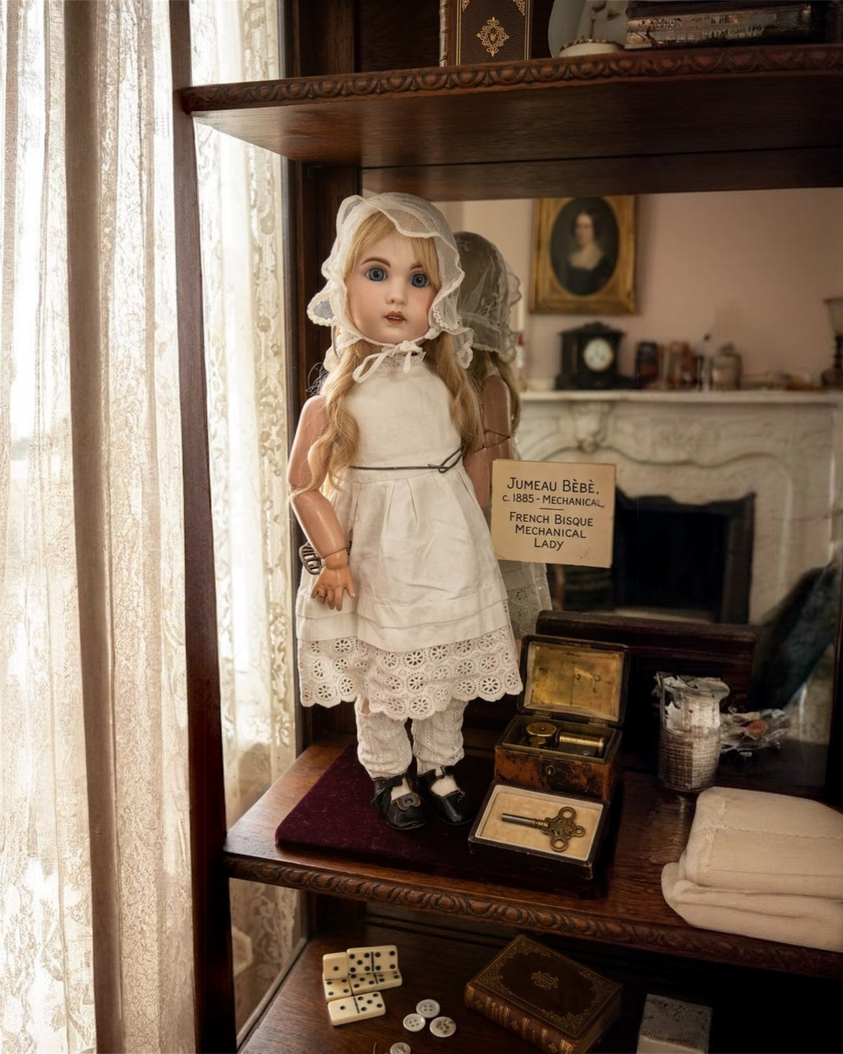French Mechanical Automaton Doll – Jumeau / SFBJ – Roullet & Decamps Wind‑Up – Marked 1907 / 10