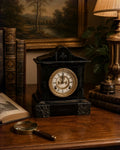 Antique Ansonia Black Slate & Verte Marble Mantel Clock (c. 1880)