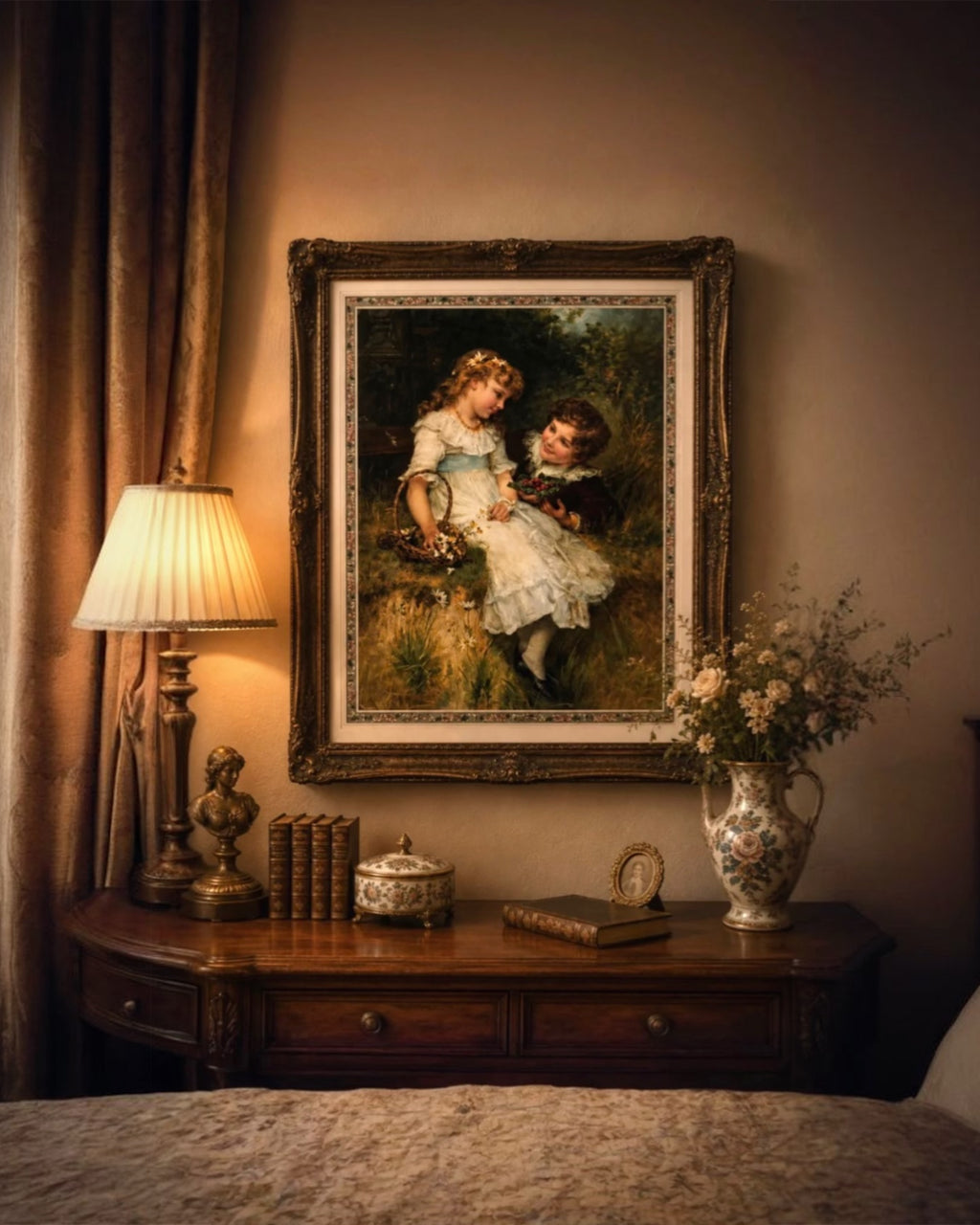 "Sweethearts" by Frederick Morgan – Large Framed Victorian Wall Art