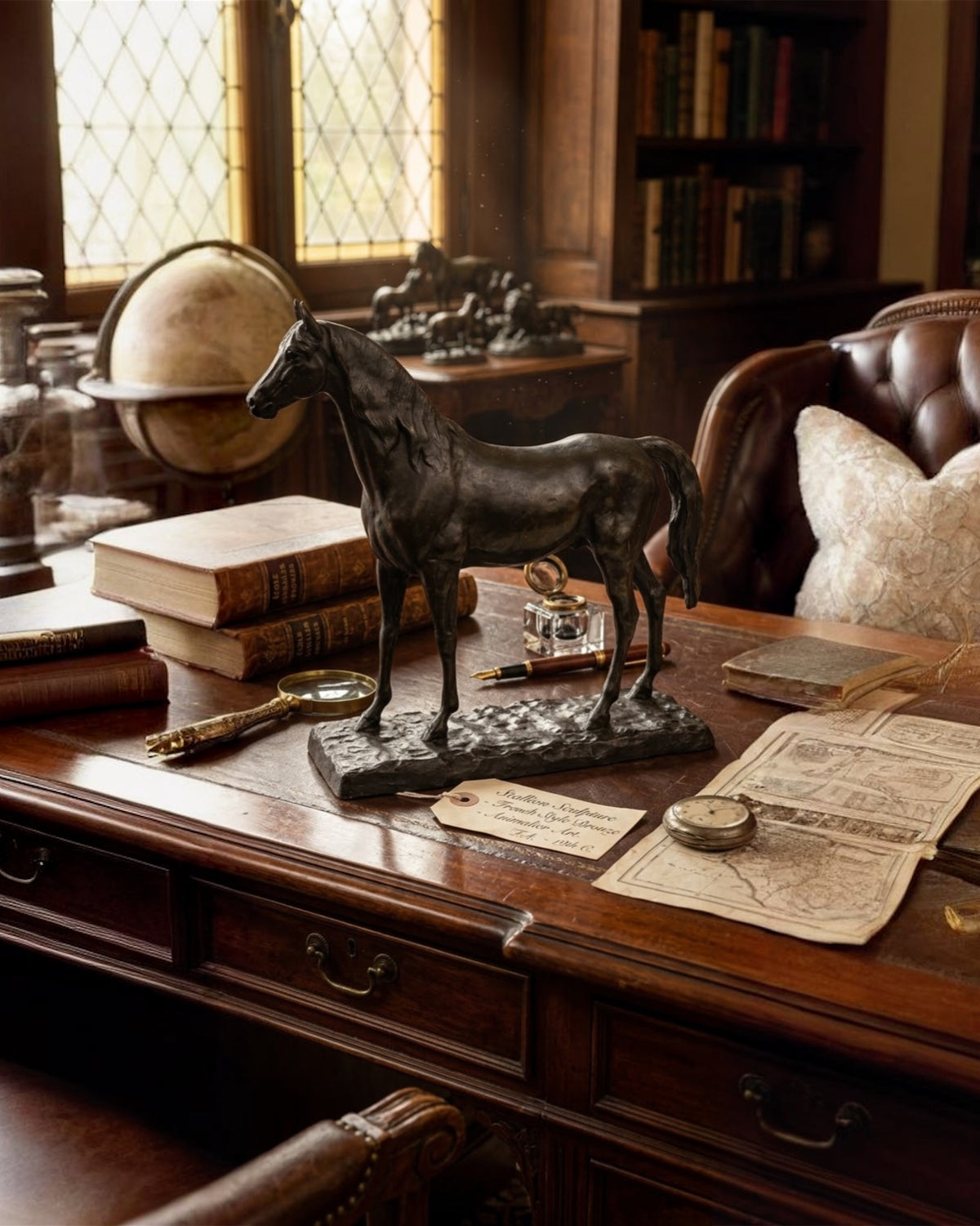 Exquisite French Style Bronze Stallion Sculpture - Animalier Art