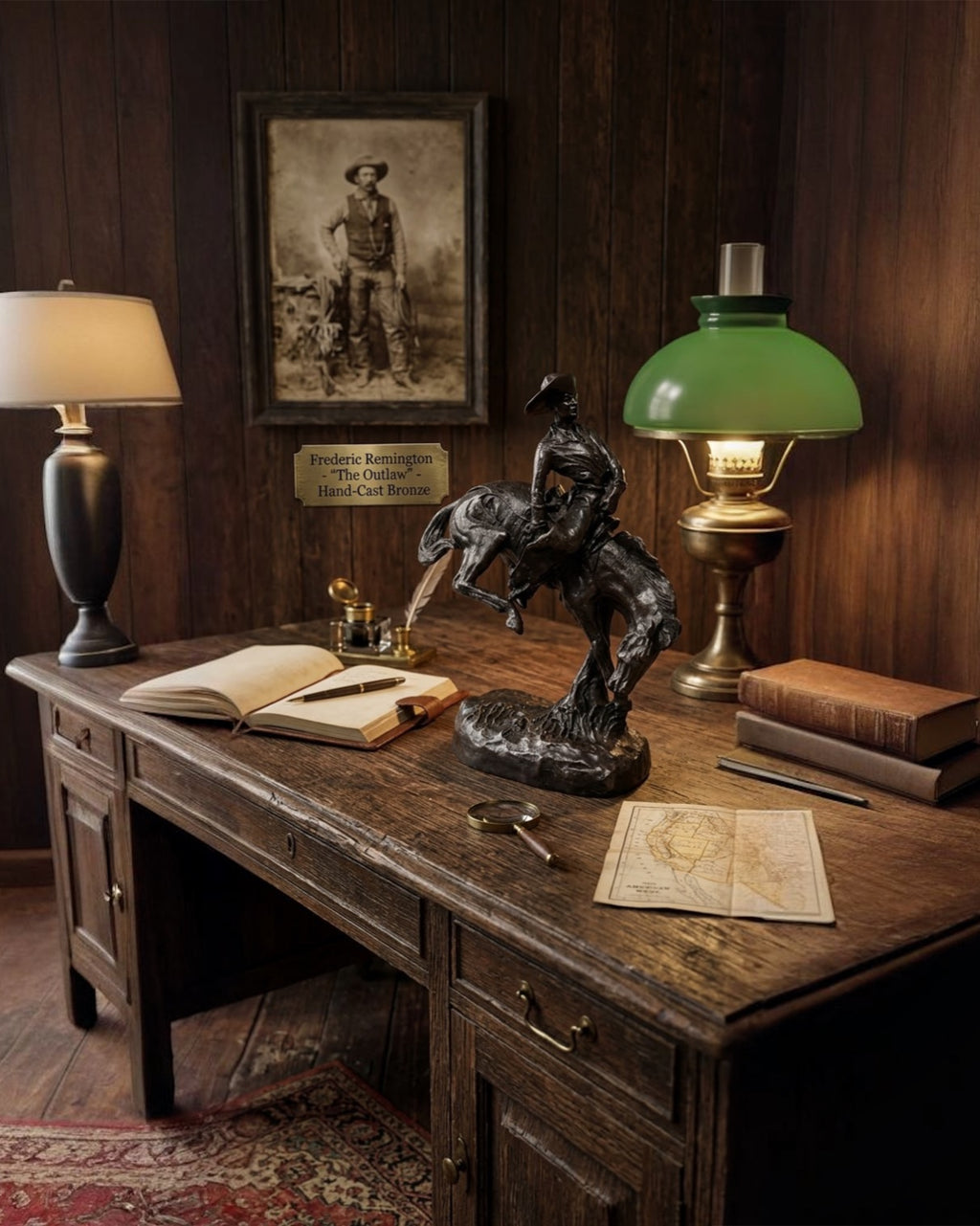 "The Outlaw" by Frederic Remington - Hand-Cast Bronze Cowboy & Bucking Bronco Statue
