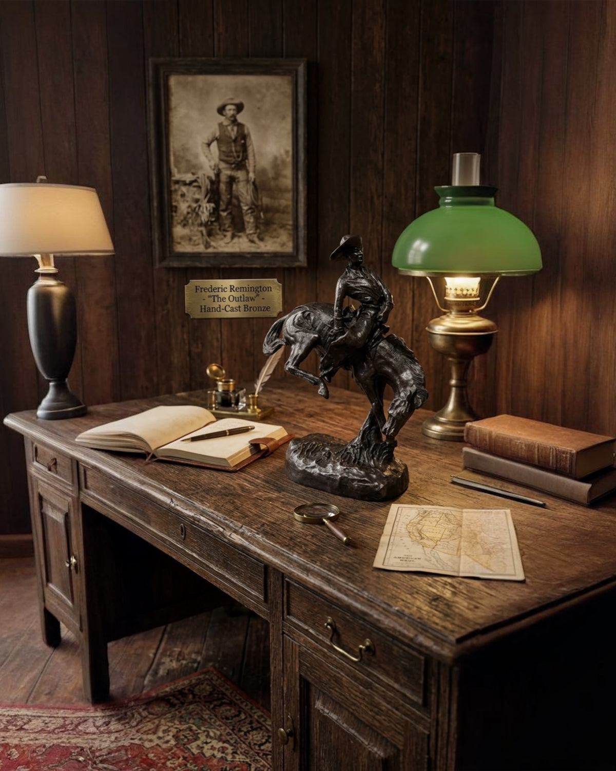 "The Outlaw" by Frederic Remington - Hand-Cast Bronze Cowboy & Bucking Bronco Statue