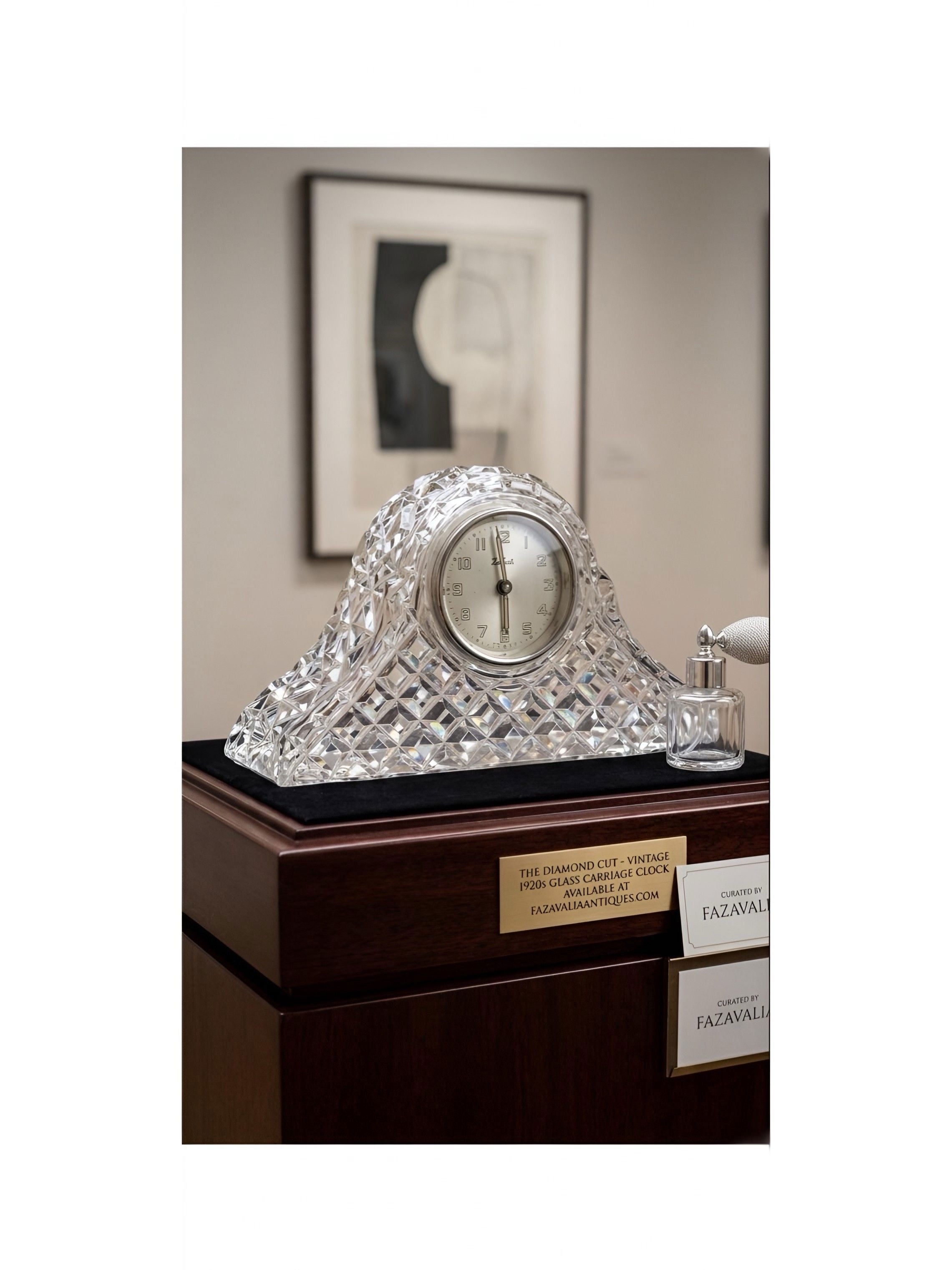 Vintage Brilliant-Cut Lead Crystal Mantel Clock